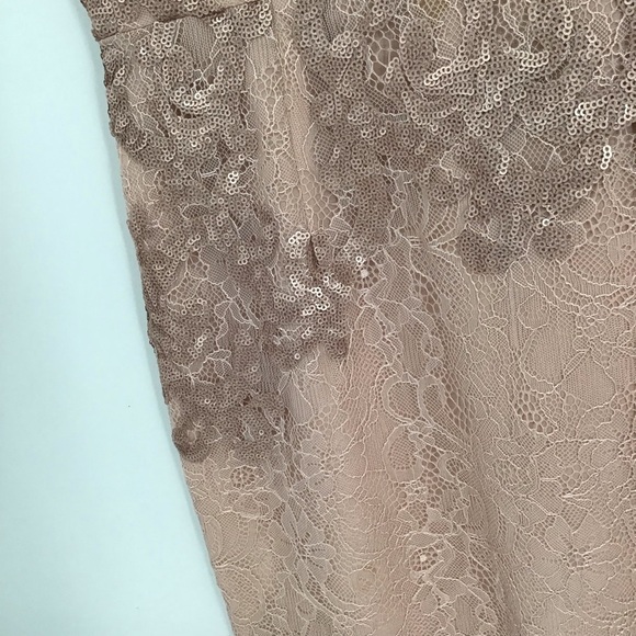 BCBGMaxAzaria Abigail Lace Sequined Wedding Party Cocktail Dress Blush Size 6 - Picture 7 of 10